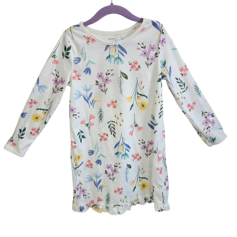 Carter's Girls 4-5A Long Sleeve Dress Multicolor Wildflower Floral Cottagecore